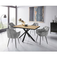 TISCHGRUPPE   - Eiche Artisan/Grau, MODERN, Textil/Metall (140/76/90cm) - MID.YOU