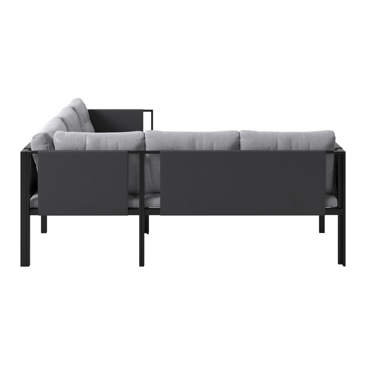 LOUNGEGARNITUR 5-teilig  186,5/186,5 cm  Eisen  - Schwarz/Grau, MODERN, Textil/Metall (186,5/186,5cm) - Beldano