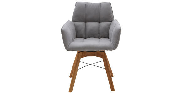 ARMLEHNSTUHL in Flachgewebe - Eichefarben/Hellgrau, Design, Holz/Textil (61/87/63cm) - Waldwelt