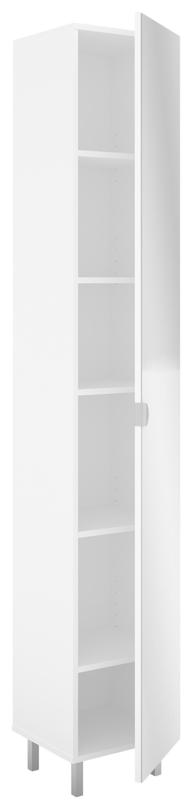 HOCHSCHRANK 34/196/30 cm  - Silberfarben/Weiß, MODERN, Glas/Holzwerkstoff (34/196/30cm) - MID.YOU
