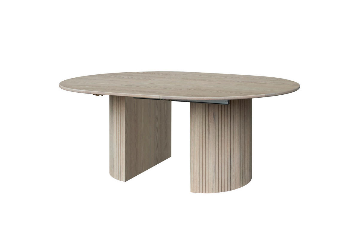 MATBORD 130-230/130/75 cm delar i massivt trä  trä utdragbar, finns i olika trädekorer rund ek Bianco  - ek Bianco, Modern, trä (130-230/130/75cm) - Niels Andersson