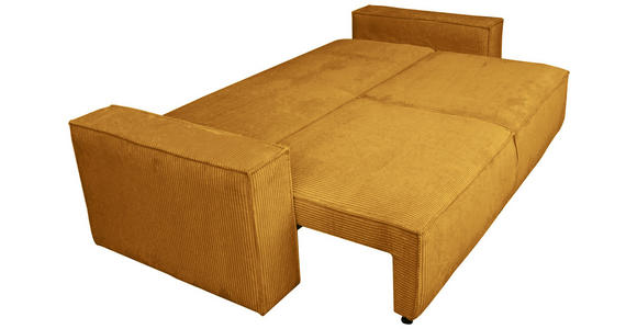 SCHLAFSOFA  mit Liegefunktion, Schlafen auf Sitzhöhe, Rücken echt Cord Currygelb  - Currygelb/Schwarz, KONVENTIONELL, Kunststoff/Textil (240/89/100cm) - Carryhome