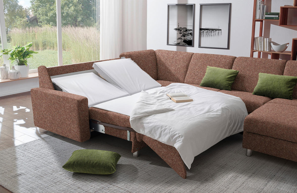 WOHNLANDSCHAFT  in Mikrovelours Terracotta  - Anthrazit/Terracotta, KONVENTIONELL, Textil (237/323/158cm) - Sedda