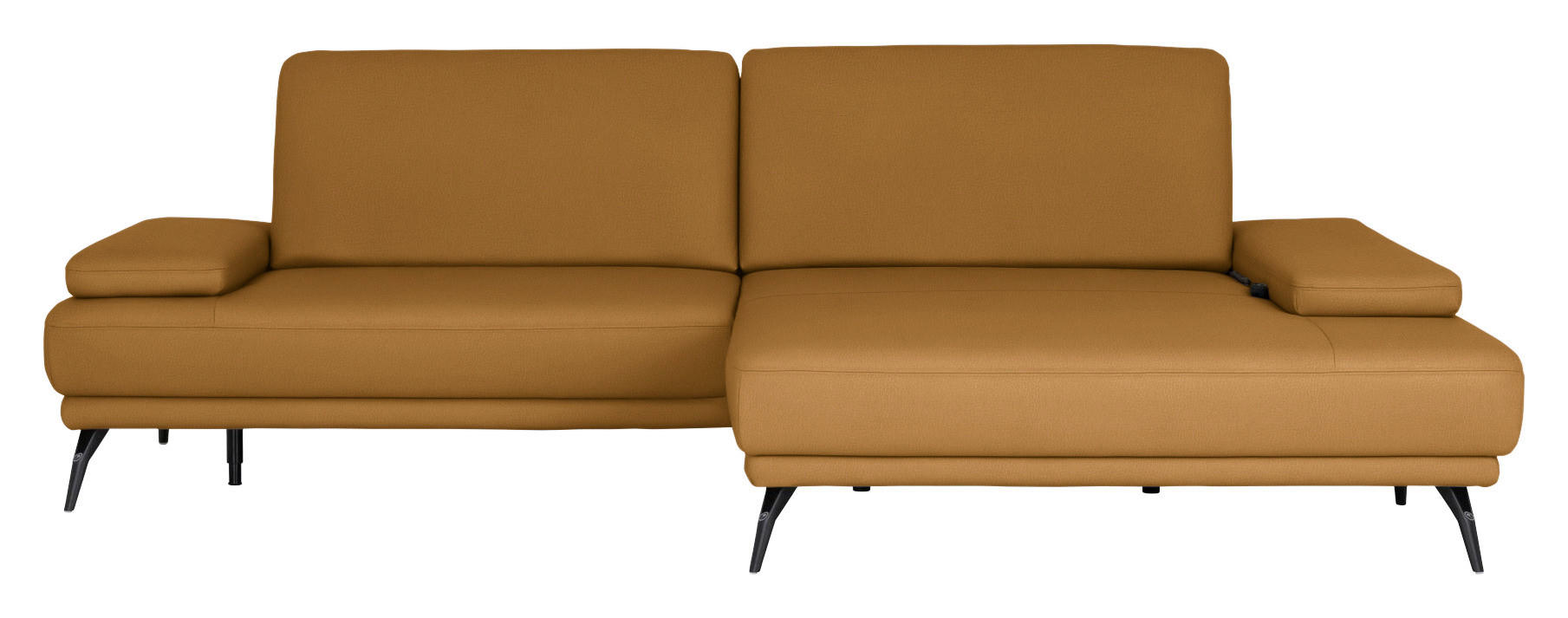 ECKSOFA Echtleder Senfgelb  - Senfgelb/Schwarz, Konventionell, Leder/Metall (301/180cm) - Joop!
