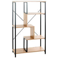 REGAL Schwarz, Eichefarben  - Eichefarben/Schwarz, Design, Holzwerkstoff/Metall (74/132/35cm)