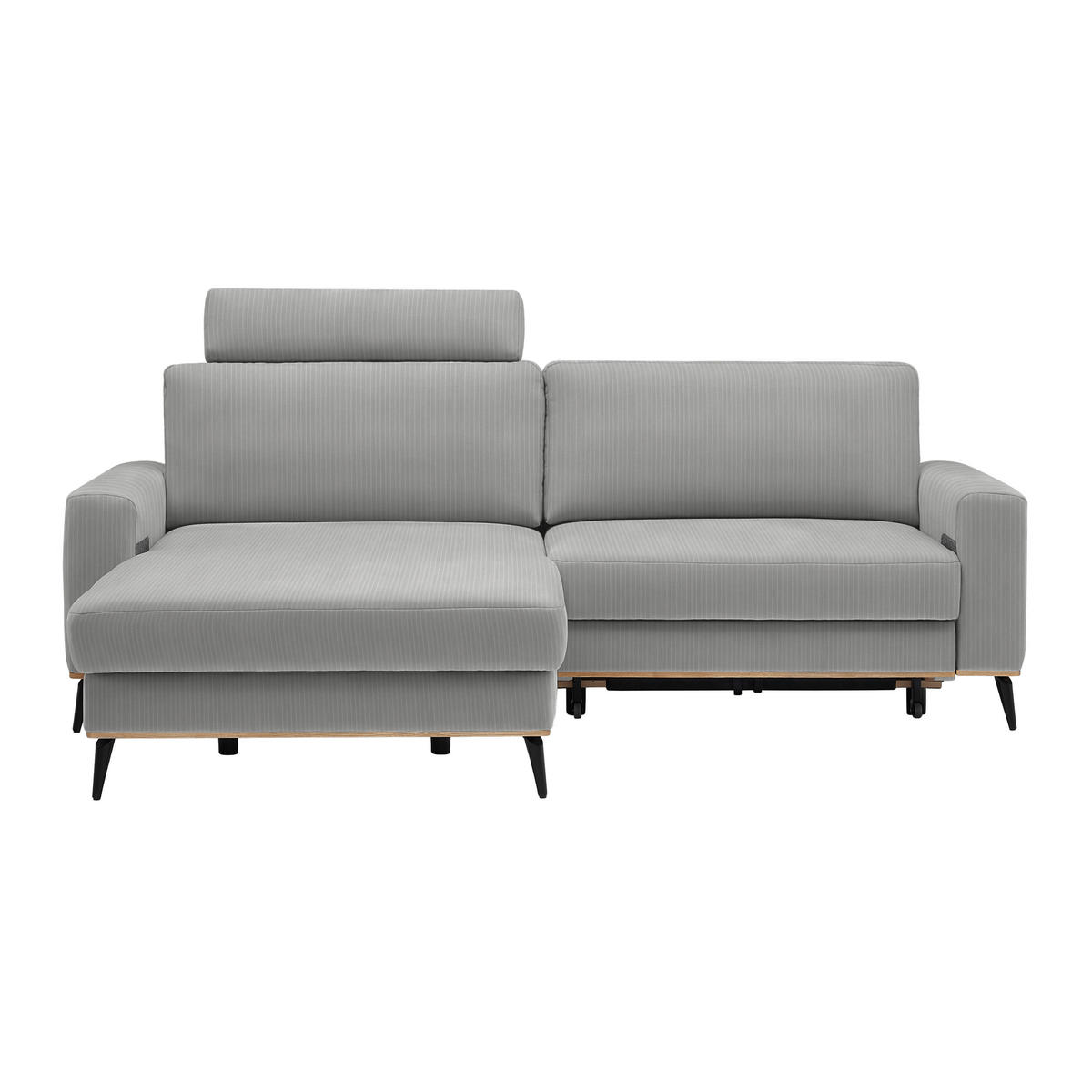 ECKSOFA Chenille, Cord Grau  - Schwarz/Grau, Konventionell, Holz/Textil (167/87/234cm) - MID.YOU