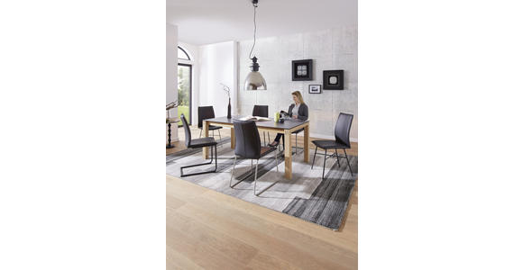 ESSTISCH 160-260/100/75 cm Eiche massiv Holz, Kunststoff Graphitfarben, Eichefarben rechteckig  - Eichefarben/Graphitfarben, Design, Holz/Kunststoff (160-260/100/75cm) - Dieter Knoll