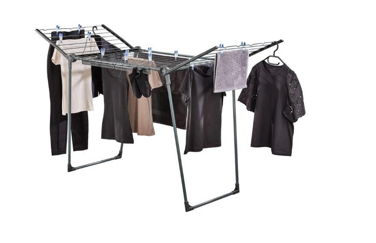 STANDTROCKNER 167/66/107 cm  - Schwarz, Basics, Metall (167/66/107cm) - Leifheit