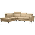 ECKSOFA in Echtleder Hellbraun  - Hellbraun/Schwarz, Design, Leder/Metall (239/289cm) - Cantus