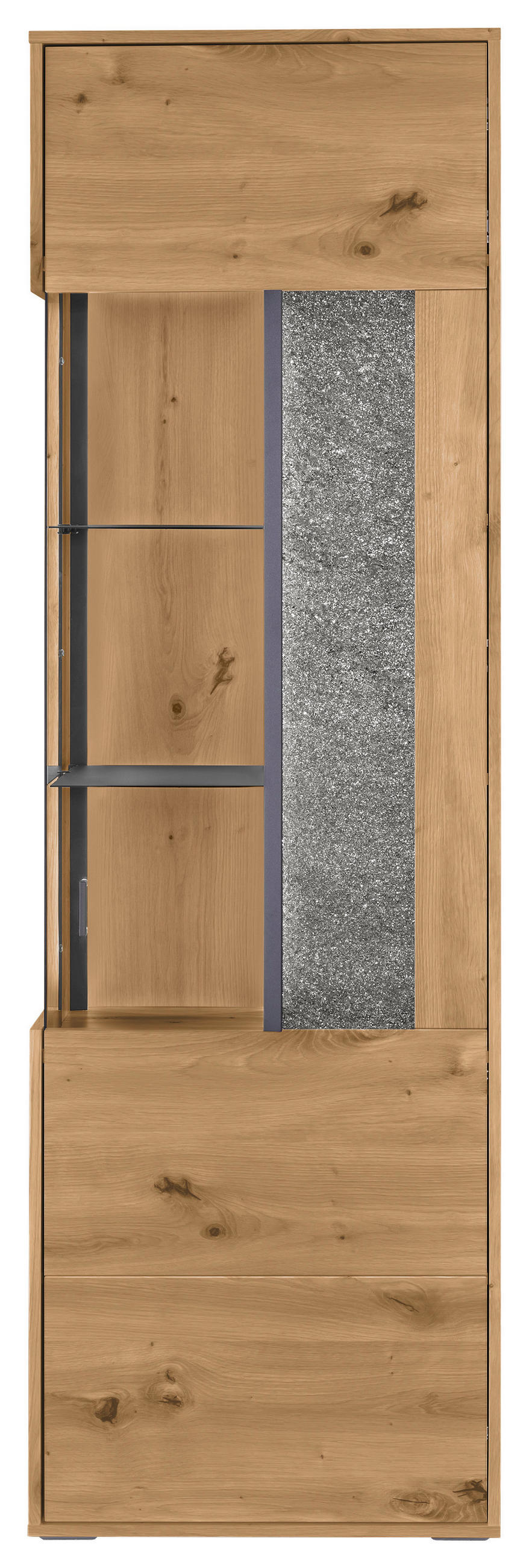 VITRINE in Grau, Eiche Artisan  - Dunkelgrau/Eiche Artisan, Design, Glas/Holzwerkstoff (63,7/204/37,2cm) - SetOne by Musterring
