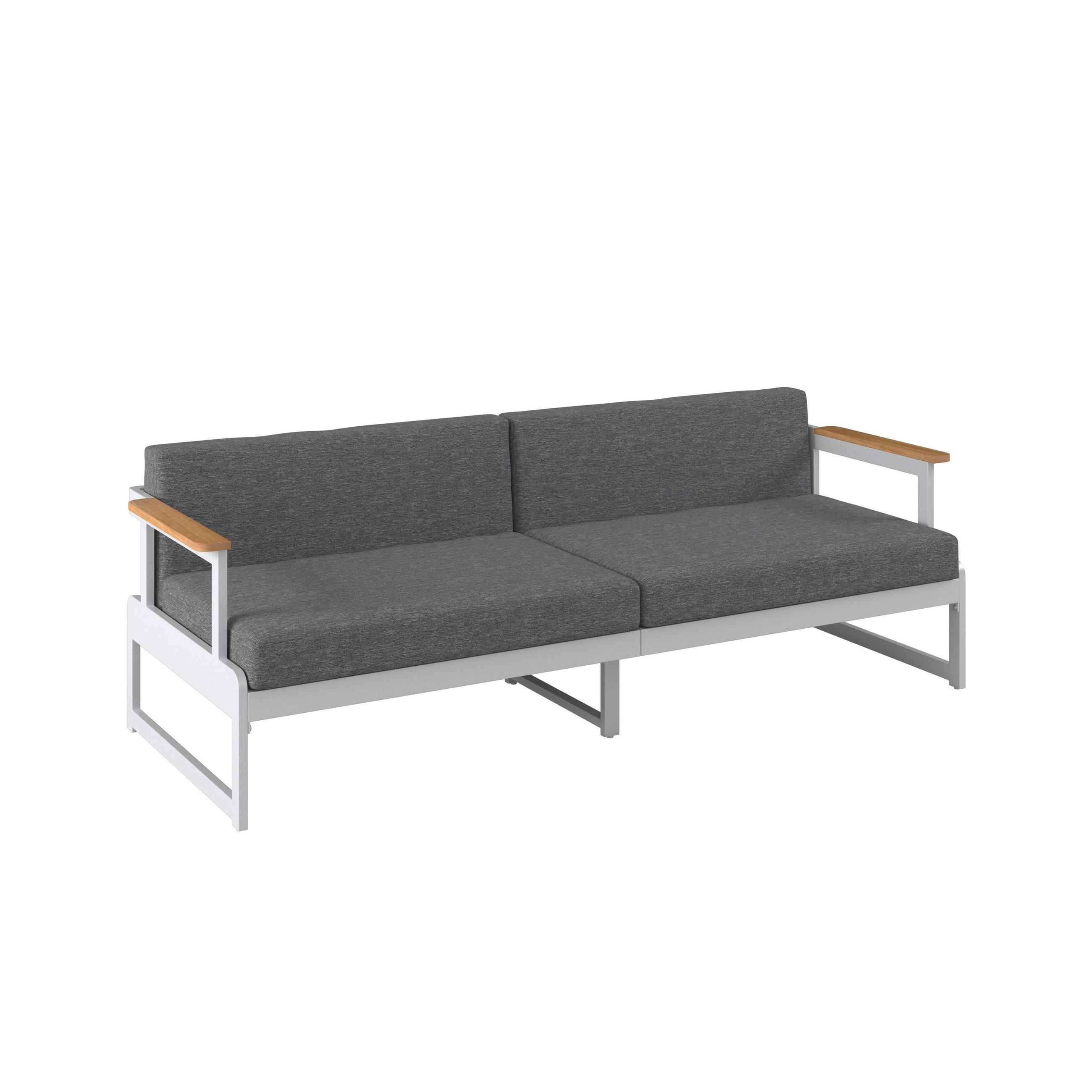 LOUNGESOFA 192/57/73 cm Akazie Hartholz Aluminium  - Weiß/Grau, MODERN, Holz/Textil (192/57/73cm) - Ambia Garden