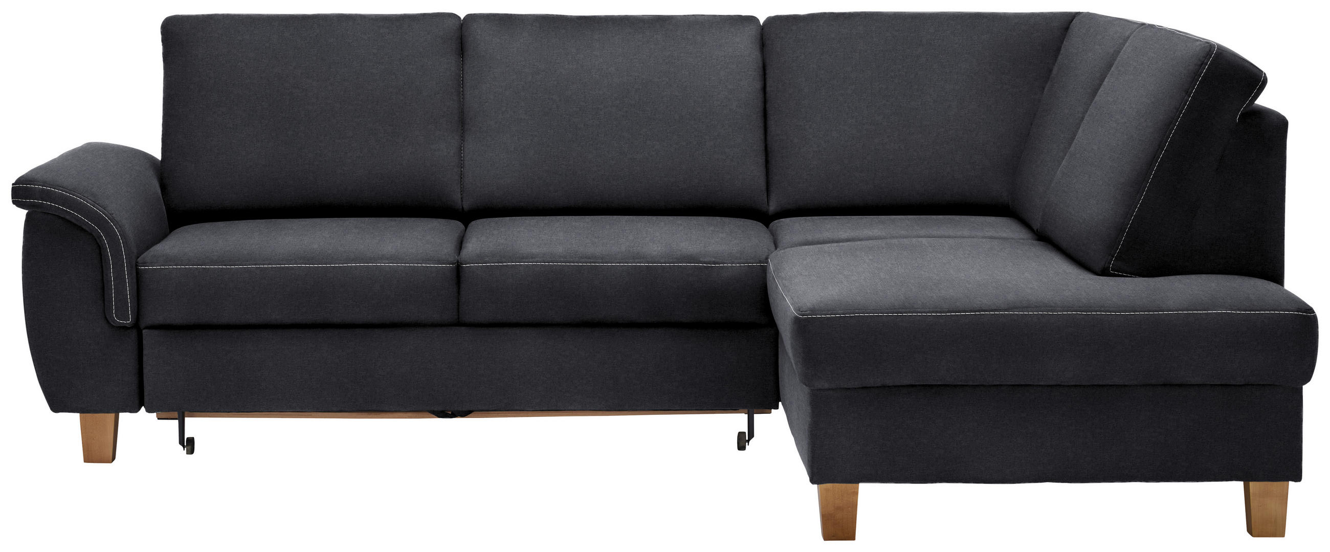 ECKSOFA Anthrazit Flachgewebe  - Eichefarben/Anthrazit, Design, Holz/Textil (253/185cm) - Cantus