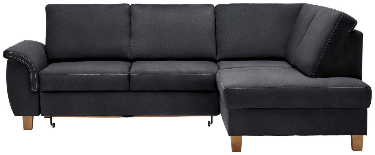 ECKSOFA Anthrazit Flachgewebe  - Eichefarben/Anthrazit, Design, Holz/Textil (253/185cm) - Cantus