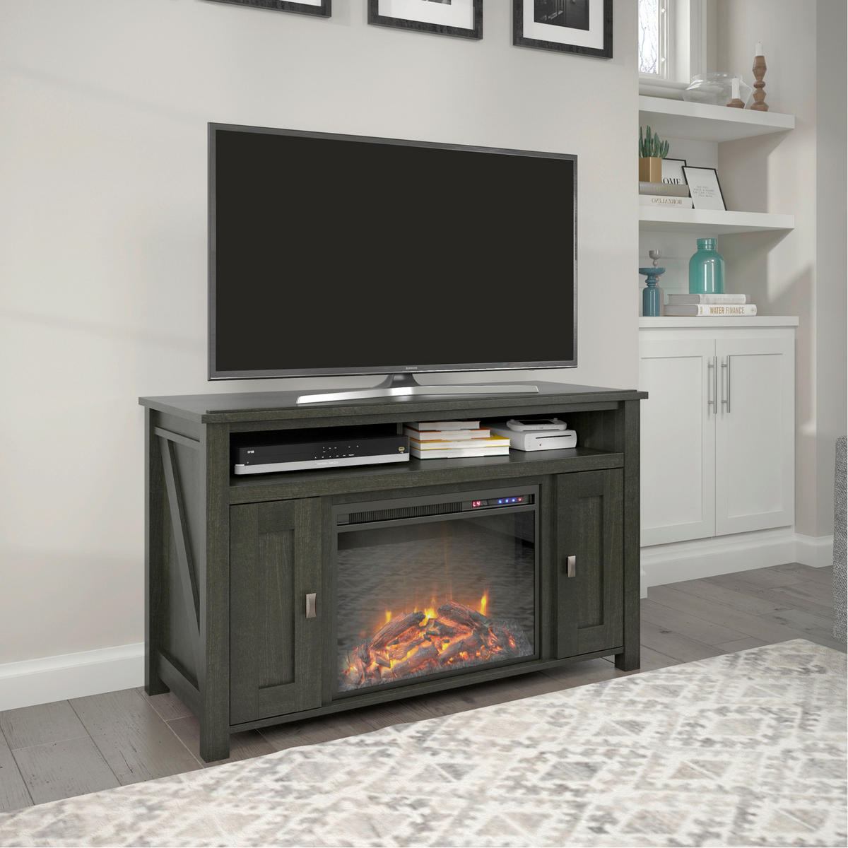 LOWBOARD Farmington  in 121/75/40 cm  - Schwarz, Design, Glas/Holzwerkstoff (121/75/40cm) - MID.YOU