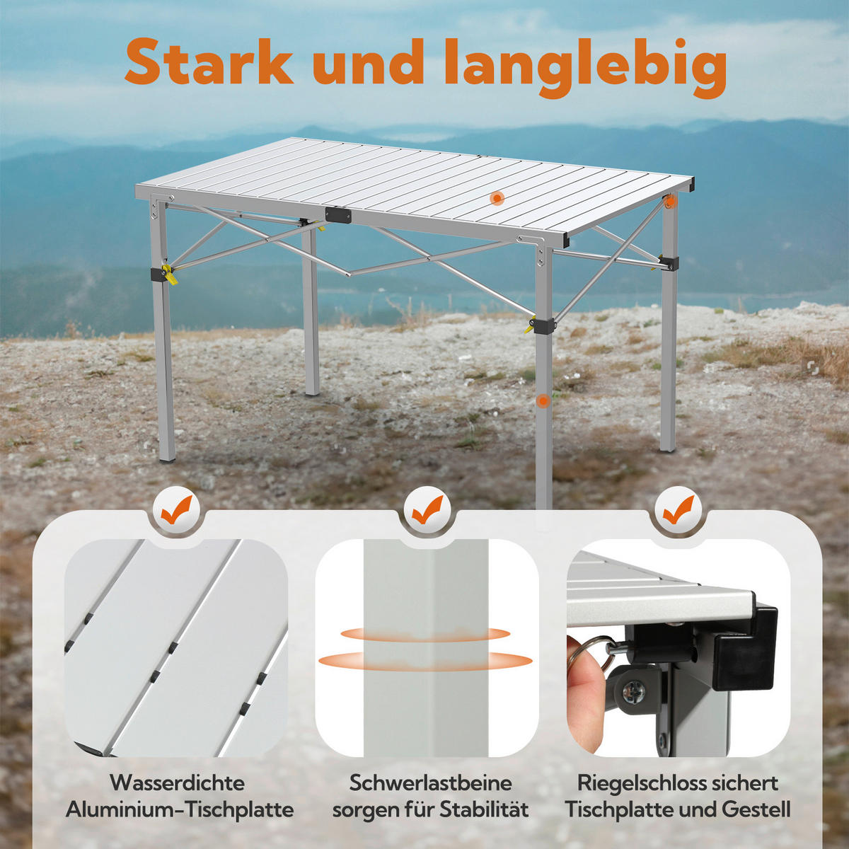 CAMPINGTISCH - Silberfarben, Basics, Metall (118/70/70cm) - Modante