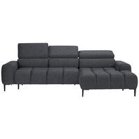 ECKSOFA in Samt, Webstoff Grau  - Schwarz/Grau, Design, Textil/Metall (270/177cm) - Welnova