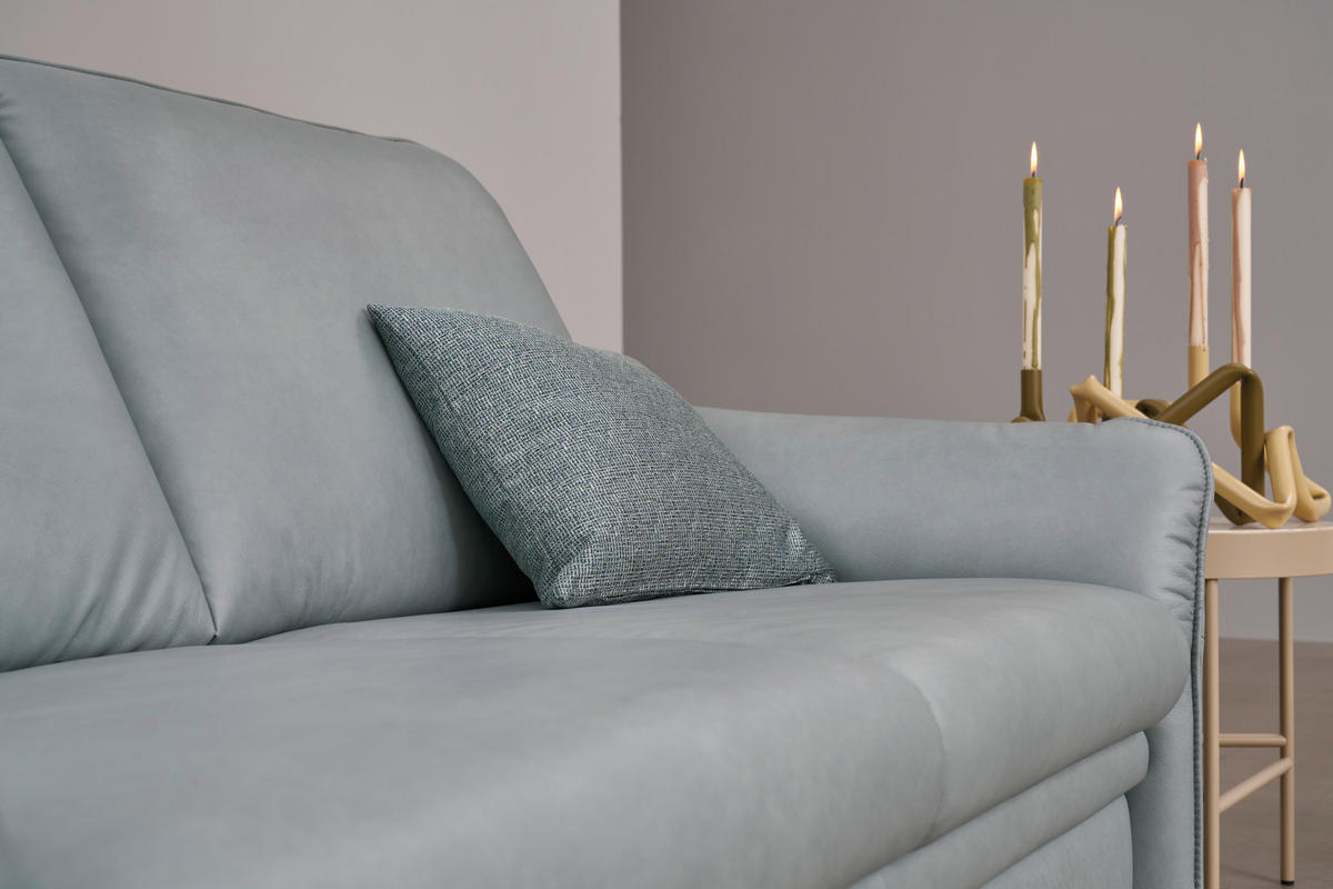 2,5 ÜLÉSES KANAPÉ bőr világosszürke  - világosszürke, Design, bőr/fém (192/100/90cm) - Himolla