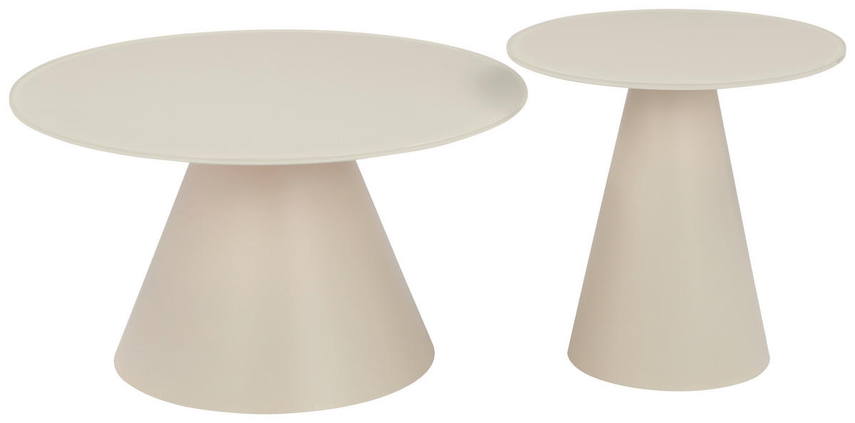 COUCHTISCHSET 70-45/70-45/39-45 cm Klarglas rund Kaschmir, Beige  - Kaschmir/Beige, Design, Glas/Metall (70-45/70-45/39-45cm) - Stylife