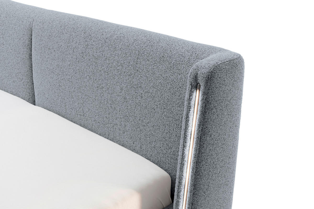 POLSTERBETT Beleuchtung Grau 140/200 cm  - Schwarz/Grau, MODERN, Textil/Metall (140/200cm) - Novel