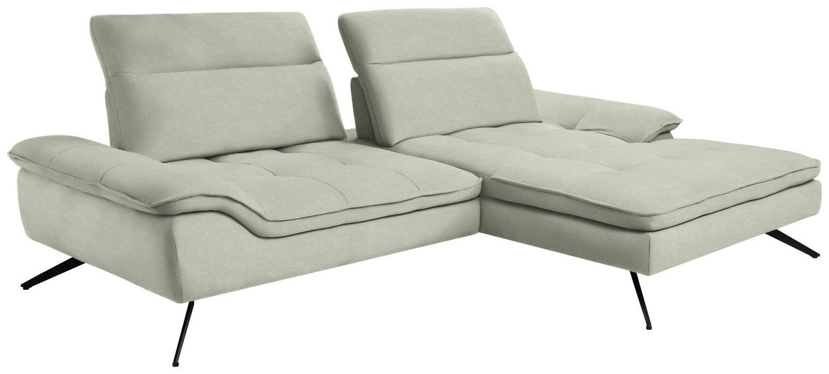 ECKSOFA in Chenille Greige  288/179-202 cm  - Greige/Schwarz, Design, Textil/Metall (288/179-202cm) - Stylife