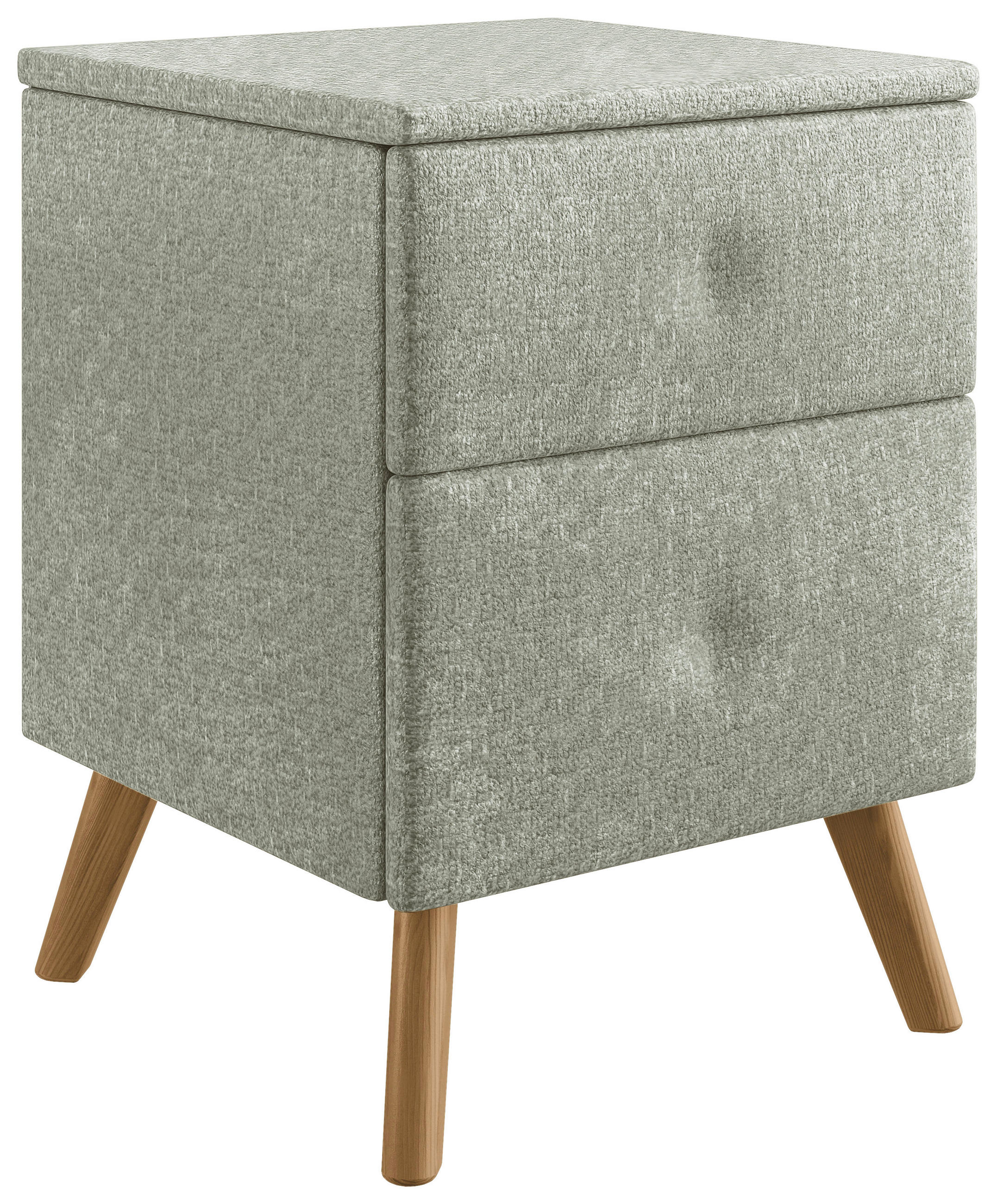 NACHTTISCH 40/60/40 cm  in vollmassiv Eiche Hellgrün  - Hellgrün, Design, Holz/Textil (40/60/40cm) - Esposa