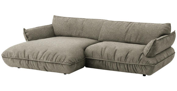 ECKSOFA  in Flachgewebe Naturfarben  185/264 cm  - Schwarz/Naturfarben, Design, Kunststoff/Textil (185/264cm) - Belluti