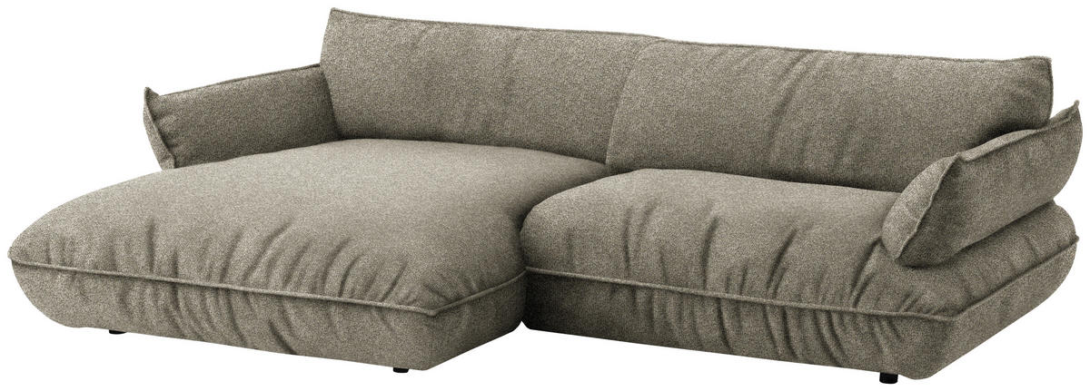 ECKSOFA Flachgewebe Naturfarben  - Schwarz/Naturfarben, Design, Kunststoff/Textil (185/264cm) - Belluti