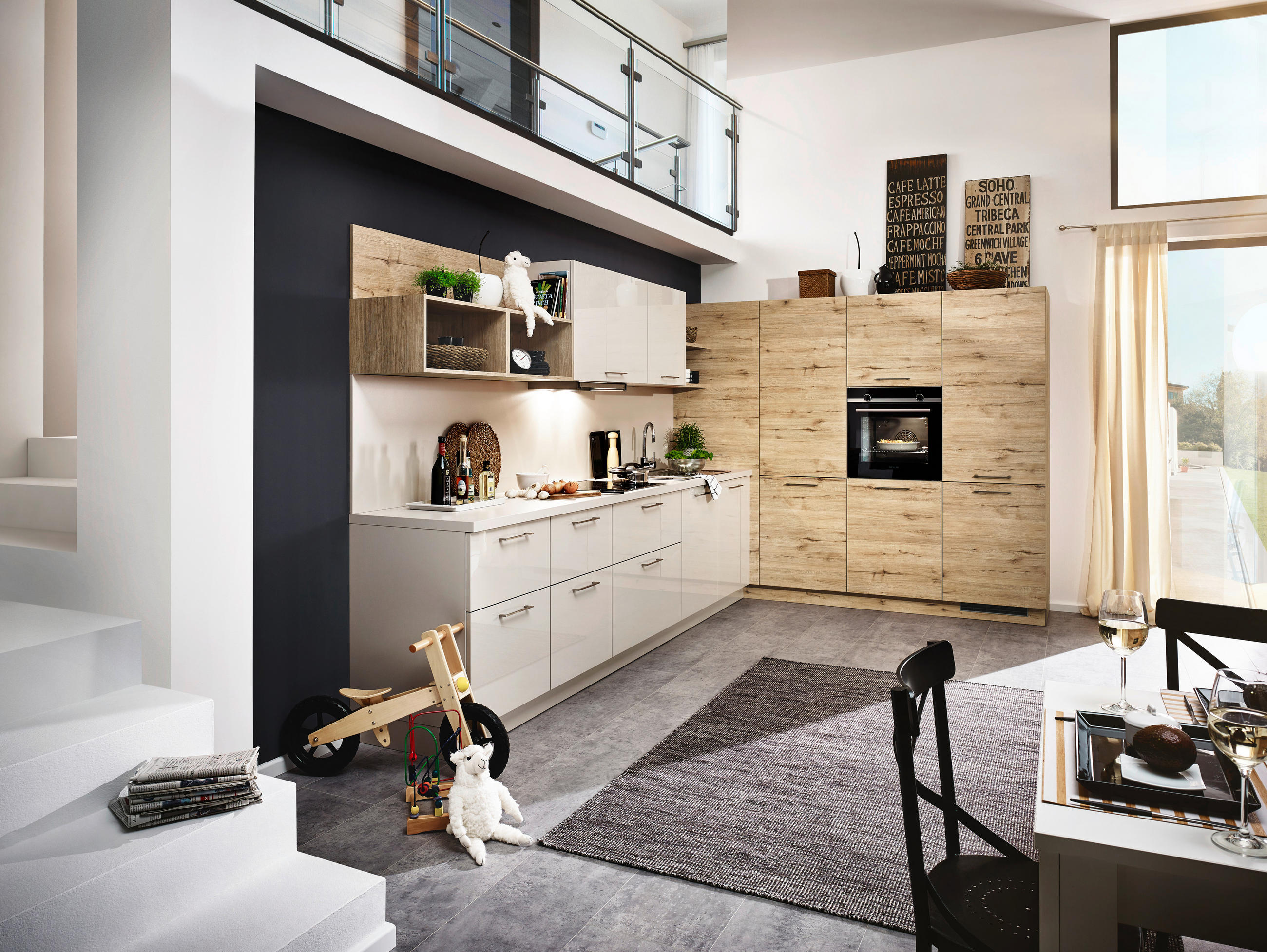 EINBAUKÜCHE ARTWOOD  - Eichefarben/Sahara, Design, Holzwerkstoff - Nolte Küchen