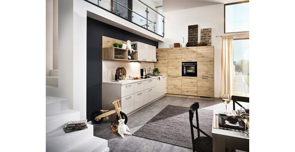 EINBAUKÜCHE - Eichefarben/Sahara, Design, Holzwerkstoff - Dieter Knoll