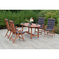 GARTENTISCHGRUPPE  - Eukalyptusholzfarben/Grau, KONVENTIONELL, Holz/Textil - Gardenson