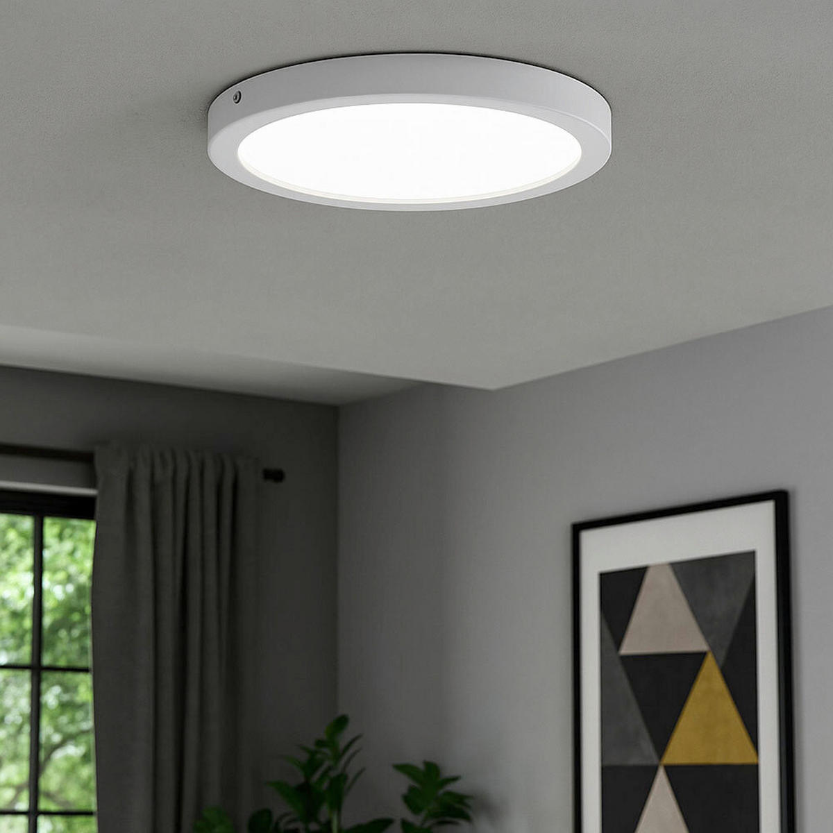 AUFBAULEUCHTE 30/3,2 cm   - Weiß, Design, Kunststoff/Metall (30/3,2cm) - Globo