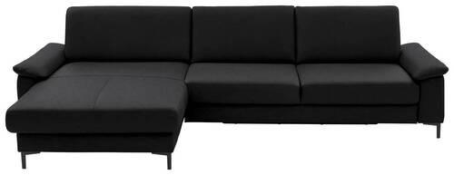 ECKSOFA in Echtleder Schwarz  - Schwarz, Design, Leder/Metall (176/334cm) - Dieter Knoll
