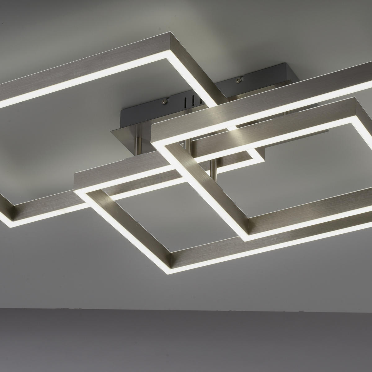 LED MENNYEZETI LÁMPA - nemesacélszínű, Design, műanyag/fém (82/50/14cm)