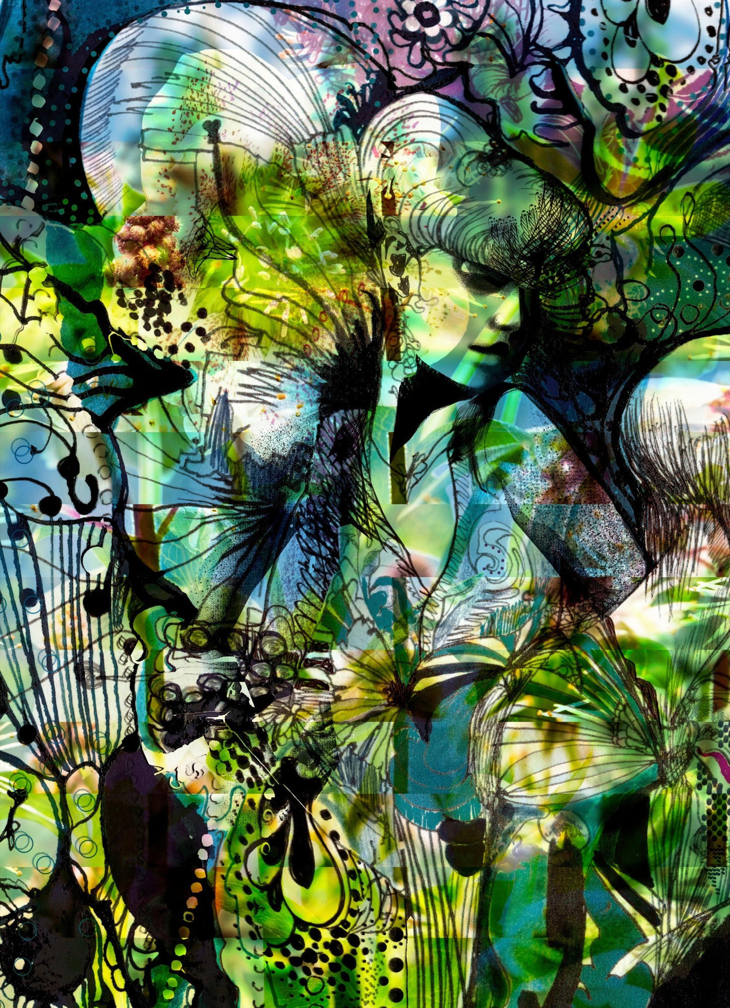 Komar Fototapete Aphrodite's Garden Mehrfarbig, Schwarz 184x254 cm