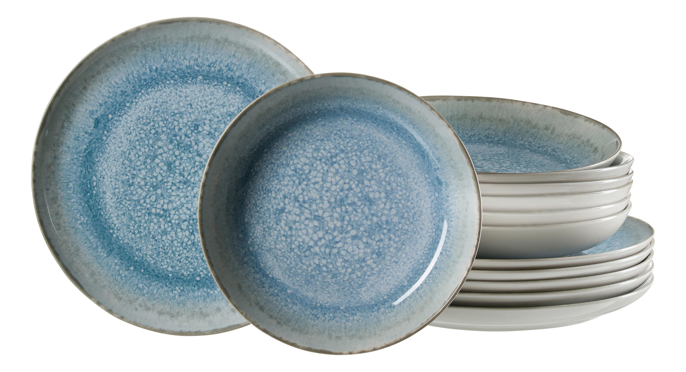 TAFELSERVICE Beige, Azurblau Oslo 12-teilig  - Azurblau/Beige, KONVENTIONELL, Keramik (30/24/31cm) - Ritzenhoff Breker