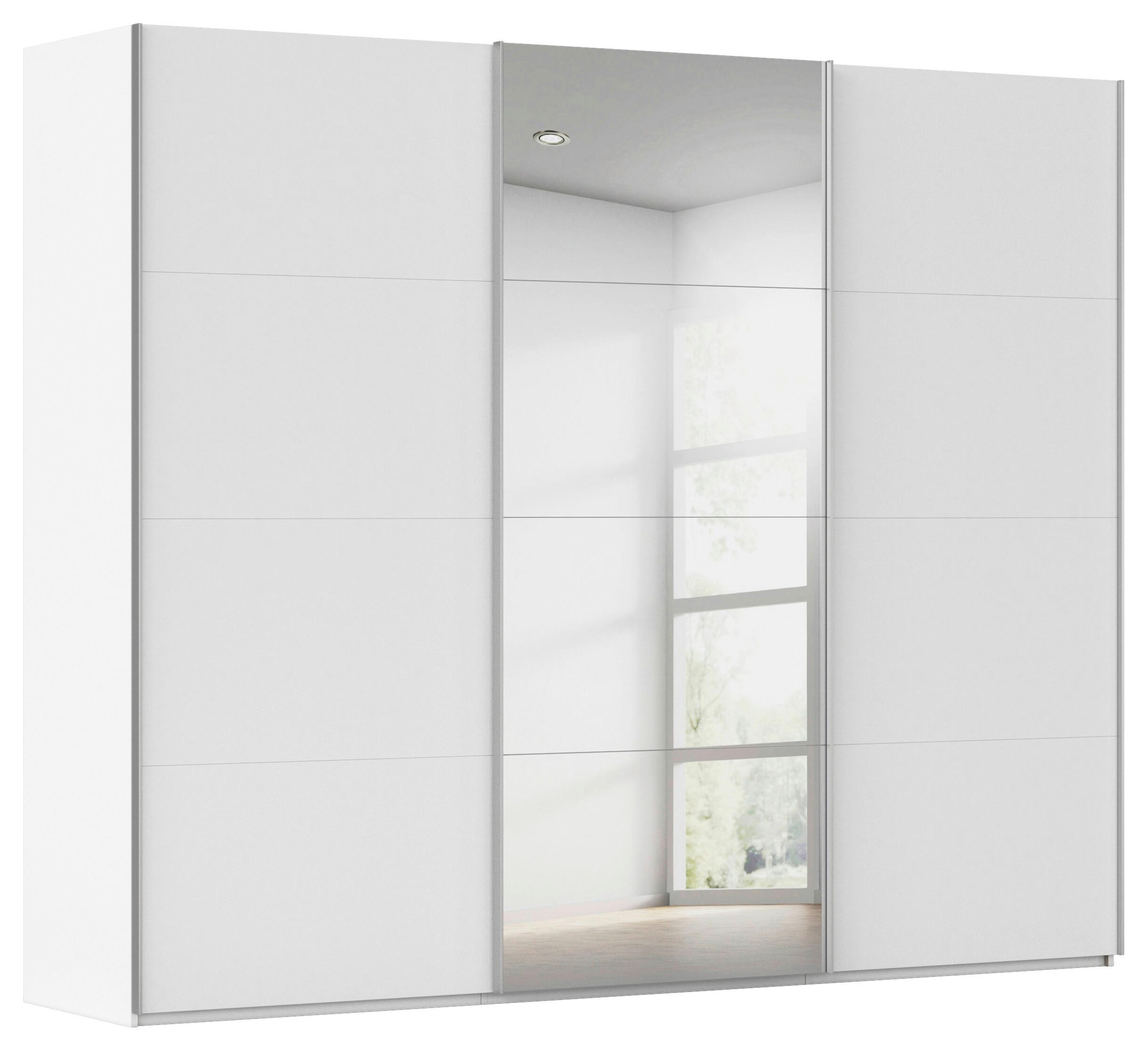 SCHWEBETÜRENSCHRANK 271/223/68 cm 3-türig Weiß  - Alufarben/Weiß, Basics, Glas/Holzwerkstoff (271/223/68cm) - Novel