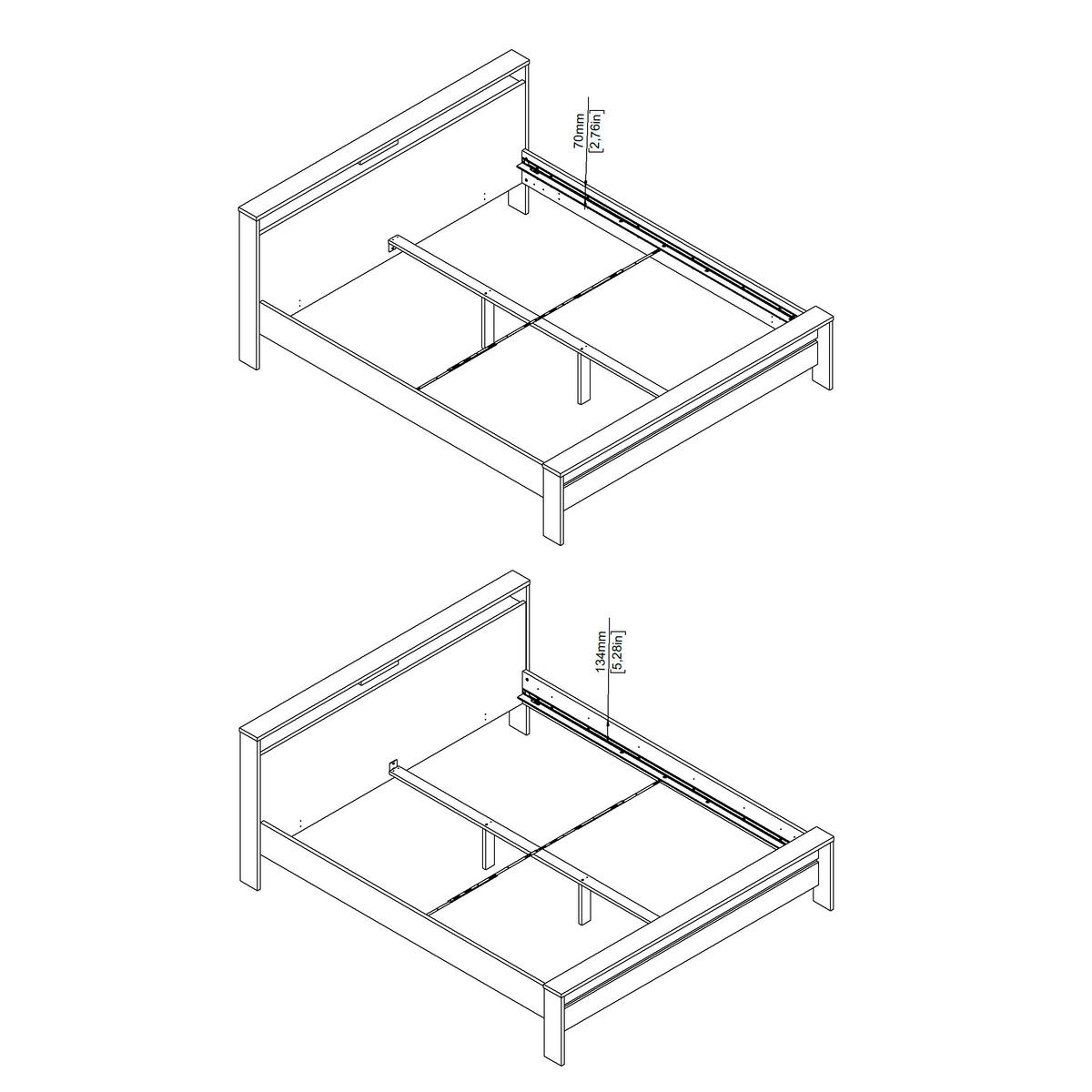 BETT 180/200 cm  in Eichefarben, Weiß  - Eichefarben/Weiß, KONVENTIONELL (180/200cm) - Boxxx
