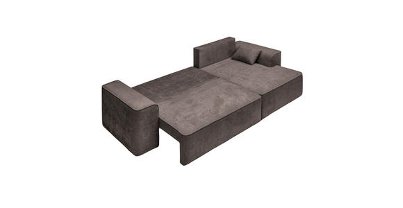 ECKSOFA in Plüsch Graubraun - Graubraun/Blaugrau, Design, Kunststoff/Textil (288/152cm) - Xora