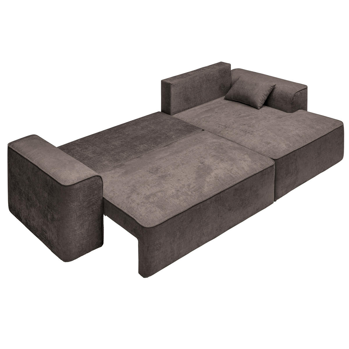 ECKSOFA in Plüsch Graubraun  - Graubraun/Blaugrau, Design, Kunststoff/Textil (288/152cm) - Xora