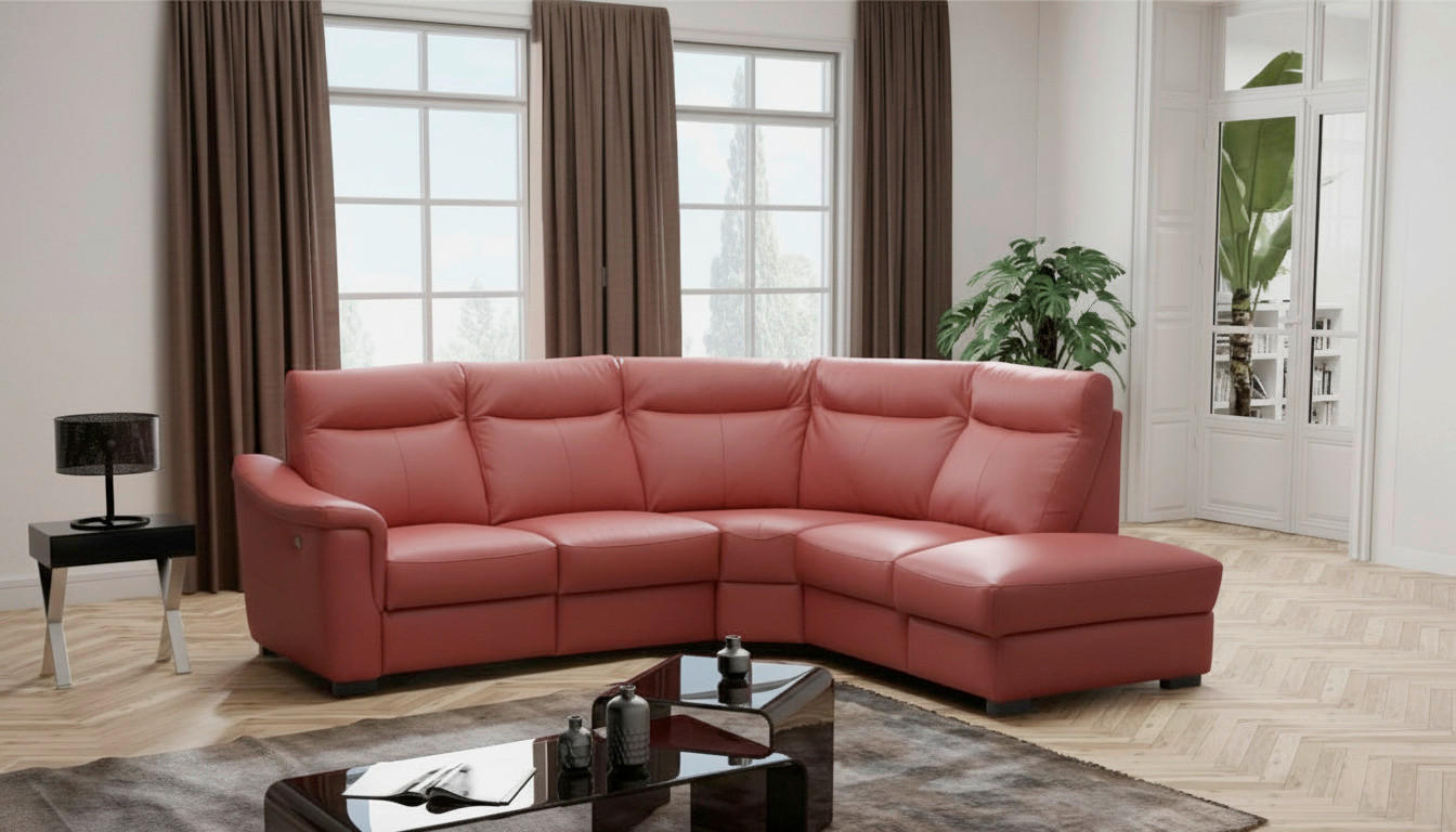 ECKSOFA Echtleder Rot  - Wengefarben/Rot, Design, Leder/Holz (260/229cm) - Livetastic