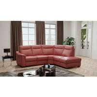ECKSOFA Echtleder Rot  - Wengefarben/Rot, Design, Leder/Holz (260/229cm) - Livetastic