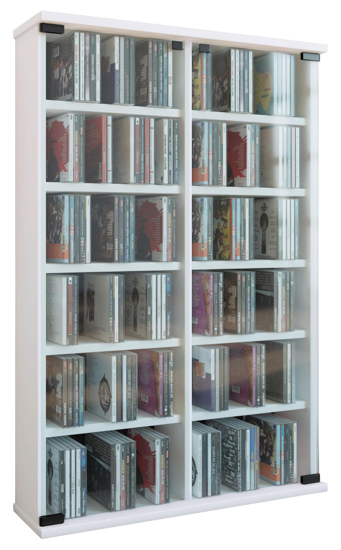 CD-REGAL - Weiß, Basics, Glas/Holzwerkstoff (60/92/18cm) - MID.YOU