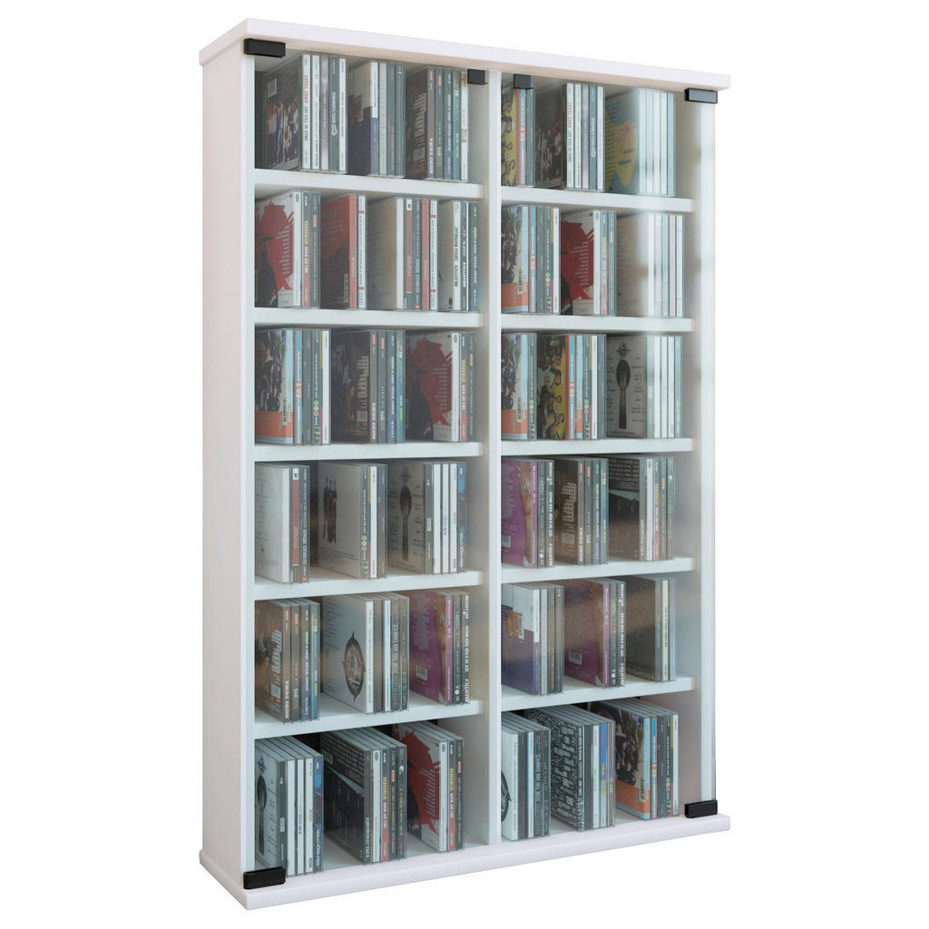 Cd Regal Mit Glastüren Roma 60 Cm Weiß