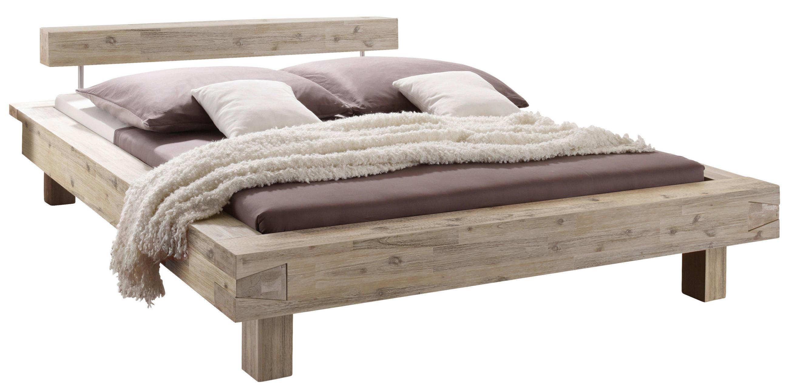 BALKENBETT 200/200 cm  Akaziefarben   - Akaziefarben, Natur, Holz (200/200cm) - Hasena