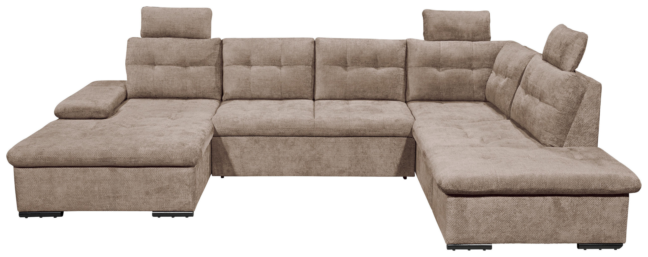 WOHNLANDSCHAFT RONDA Taupe Webstoff  - Taupe/Schwarz, Basics, Kunststoff/Textil (170/324/218cm) - Livetastic