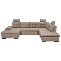 WOHNLANDSCHAFT RONDA Taupe Webstoff  - Taupe/Schwarz, Basics, Kunststoff/Textil (170/324/218cm) - Livetastic