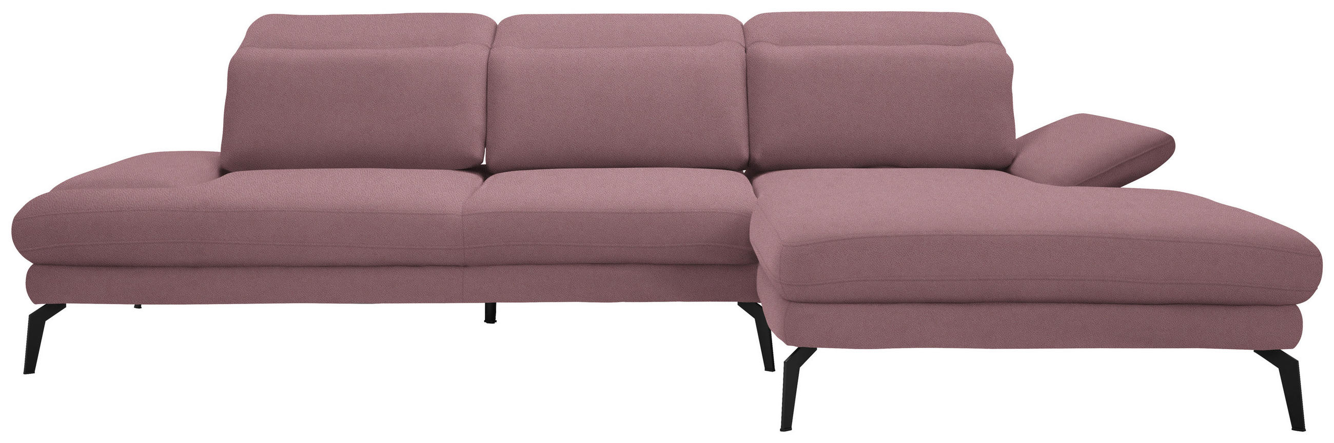 ECKSOFA in Flachgewebe Rosa  - Schwarz/Rosa, Design, Textil/Metall (289/180cm) - Stylife