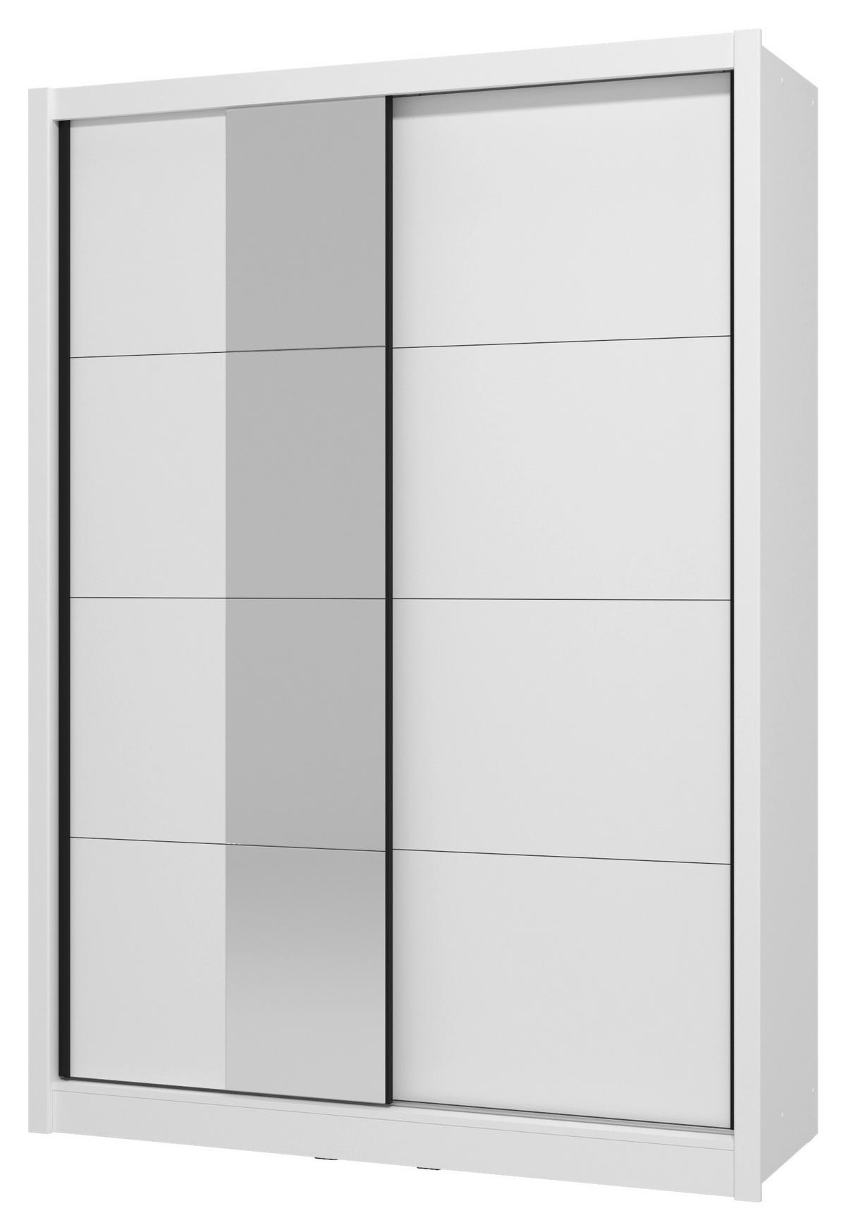 SCHIEBETÜRENSCHRANK 155/215,5/60 cm 2-türig Weiß  - Schwarz/Weiß, MODERN, Holzwerkstoff/Metall (155/215,5/60cm) - MID.YOU