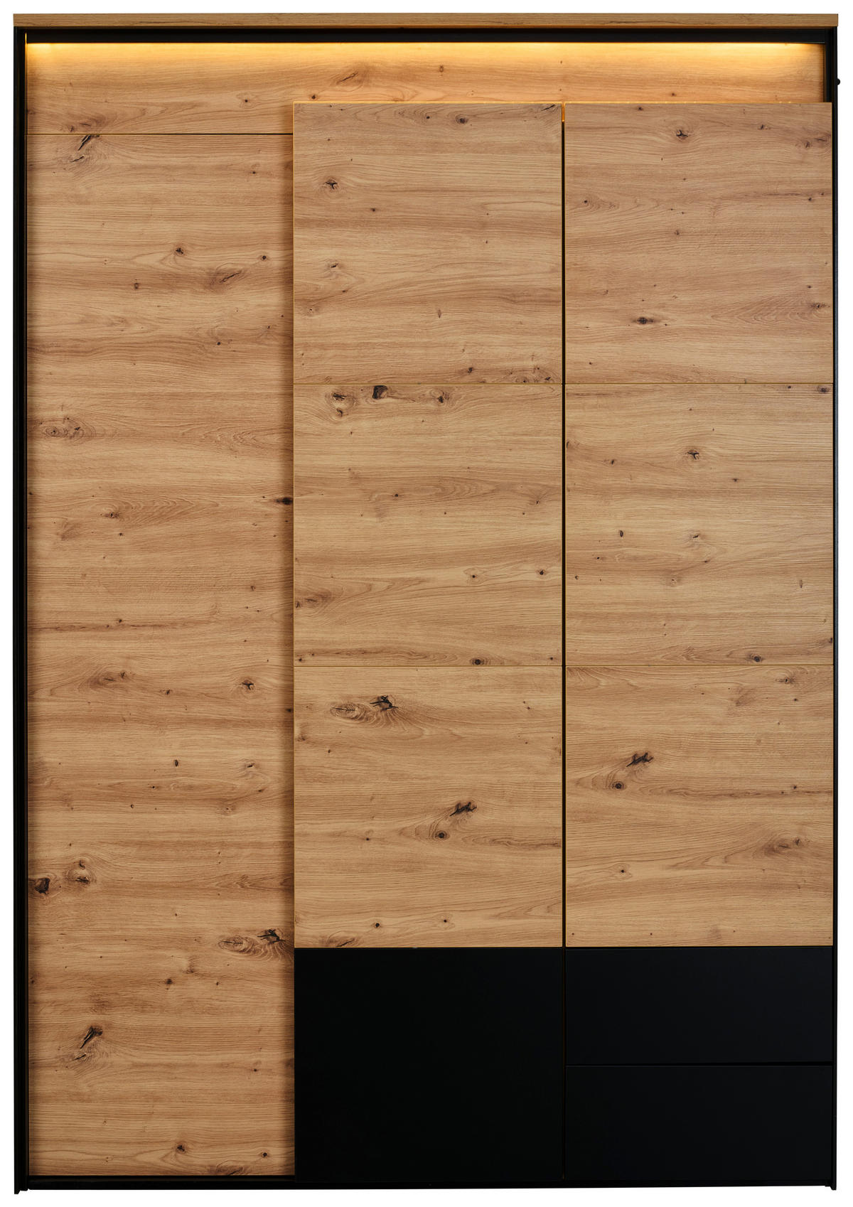 OMARA S KLASIČNIMI VRATI, črna, hrast artisan  - črna/hrast artisan, Konvencionalno, leseni material (140/200/55cm) - Voleo
