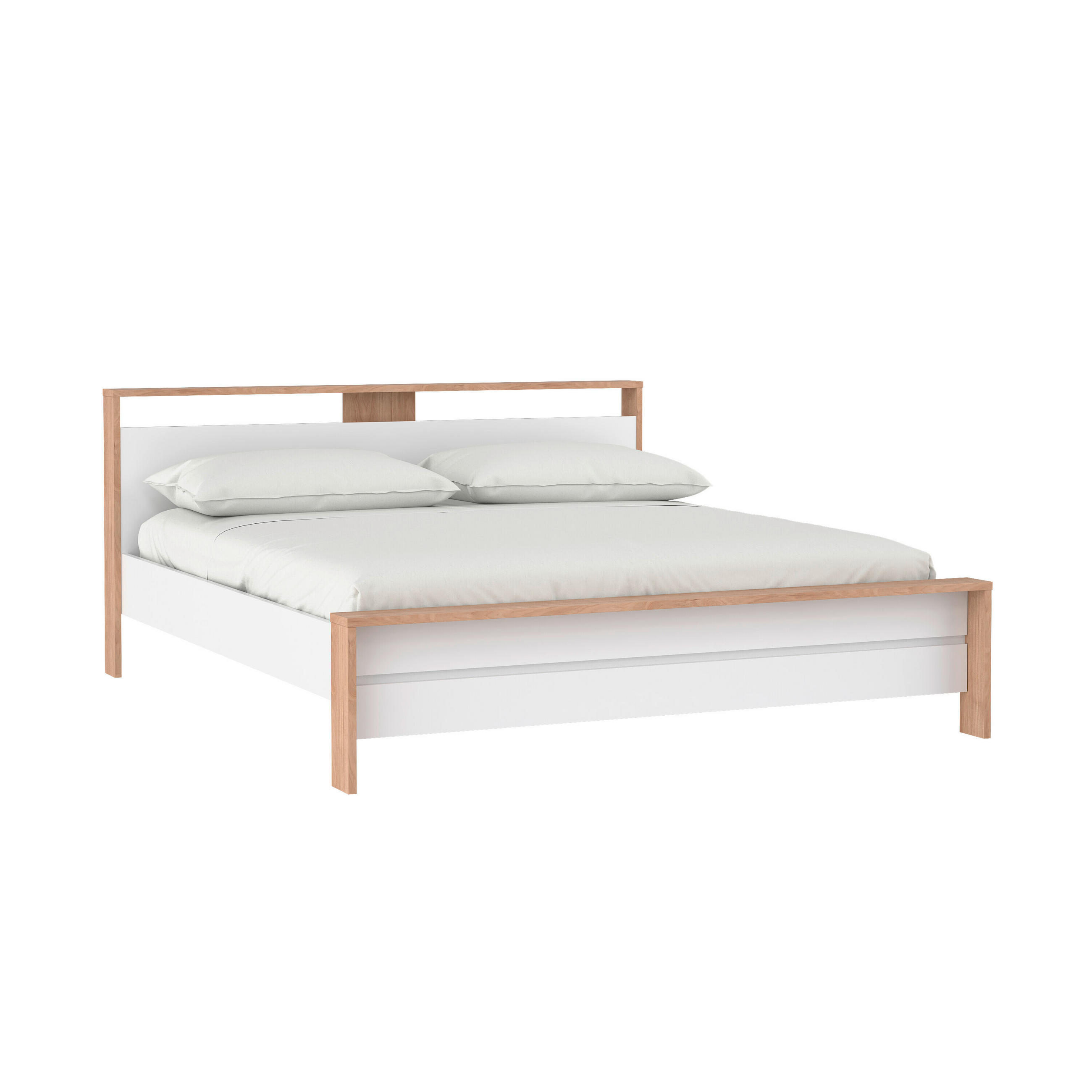 BETT 180/200 cm  in Eichefarben, Weiß  - Eichefarben/Weiß, KONVENTIONELL (180/200cm) - Boxxx